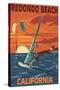 Redondo Beach, California - Wind Surfing-Lantern Press-Stretched Canvas