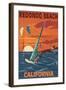 Redondo Beach, California - Wind Surfing-Lantern Press-Framed Art Print