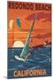 Redondo Beach, California - Wind Surfing-Lantern Press-Mounted Art Print