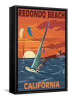 Redondo Beach, California - Wind Surfing-Lantern Press-Framed Stretched Canvas