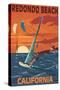 Redondo Beach, California - Wind Surfing-Lantern Press-Stretched Canvas