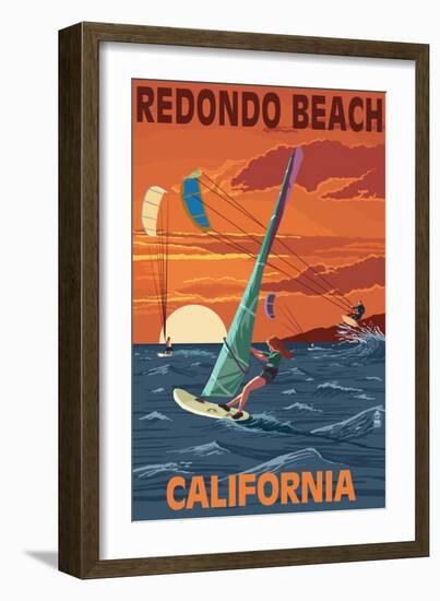 Redondo Beach, California - Wind Surfing-Lantern Press-Framed Art Print