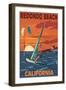 Redondo Beach, California - Wind Surfing-Lantern Press-Framed Art Print