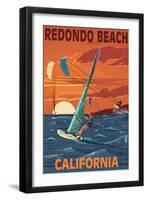 Redondo Beach, California - Wind Surfing-Lantern Press-Framed Art Print