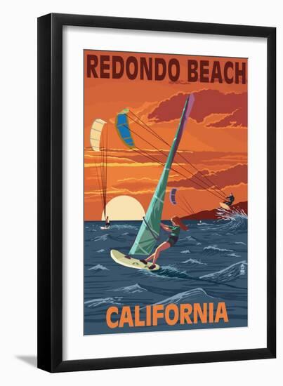 Redondo Beach, California - Wind Surfing-Lantern Press-Framed Art Print