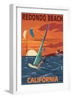 Redondo Beach, California - Wind Surfing-Lantern Press-Framed Art Print