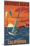 Redondo Beach, California - Wind Surfing-Lantern Press-Mounted Art Print