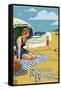 Redondo Beach, California - Woman on the Beach-Lantern Press-Framed Stretched Canvas
