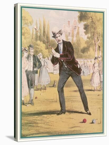 Redoubtable Croquet-Player Ponders a Tricky Shot-null-Stretched Canvas