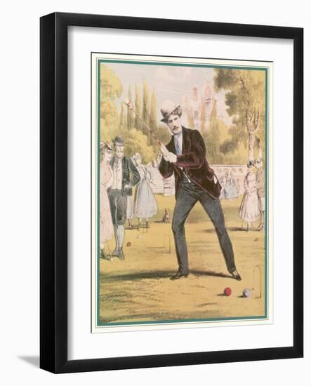 Redoubtable Croquet-Player Ponders a Tricky Shot-null-Framed Art Print