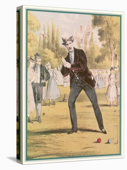 Redoubtable Croquet-Player Ponders a Tricky Shot-null-Stretched Canvas