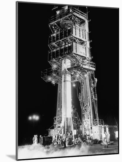 Redstone Rocket in Launching Stand-Ralph Morse-Mounted Photographic Print