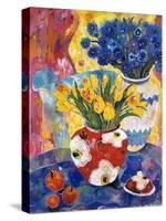 Redvase of Yellow Tulips-Lorraine Platt-Stretched Canvas