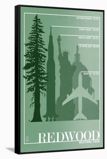 Redwood National Park - Redwood Relative Sizes-Lantern Press-Framed Stretched Canvas