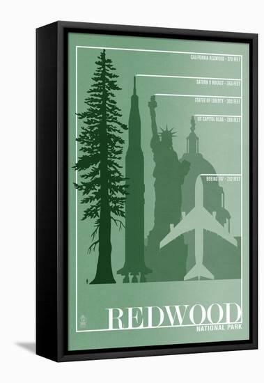 Redwood National Park - Redwood Relative Sizes-Lantern Press-Framed Stretched Canvas