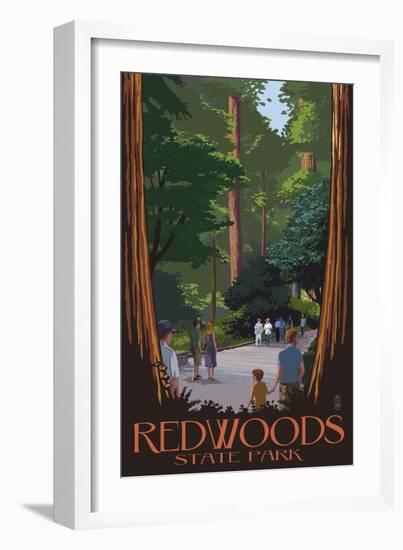 Redwoods State Park - Boardwalk-Lantern Press-Framed Art Print