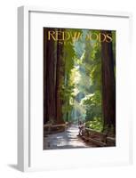 Redwoods State Park - Pathway in Trees-null-Framed Poster