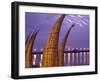 Reed Boats are Stacked Along the Beach at the Fishing Village of Huanchaco in Northern Peru-Andrew Watson-Framed Photographic Print