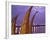 Reed Boats are Stacked Along the Beach at the Fishing Village of Huanchaco in Northern Peru-Andrew Watson-Framed Photographic Print