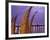 Reed Boats are Stacked Along the Beach at the Fishing Village of Huanchaco in Northern Peru-Andrew Watson-Framed Photographic Print