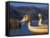 Reedboats, Lake Titicaca, Peru-John Warburton-lee-Framed Stretched Canvas