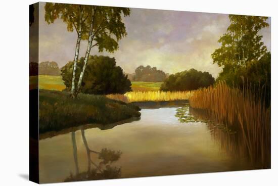 Reeds Birchs and Water I-Graham Reynolds-Stretched Canvas