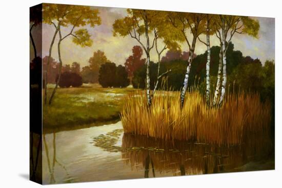 Reeds Birchs and Water II-Graham Reynolds-Stretched Canvas