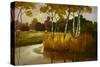 Reeds Birchs and Water II-Graham Reynolds-Stretched Canvas