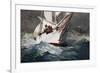 Reefing Sails Around Diamond Shoals, Cape Hatteras by Winslow Homer-Geoffrey Clements-Framed Giclee Print