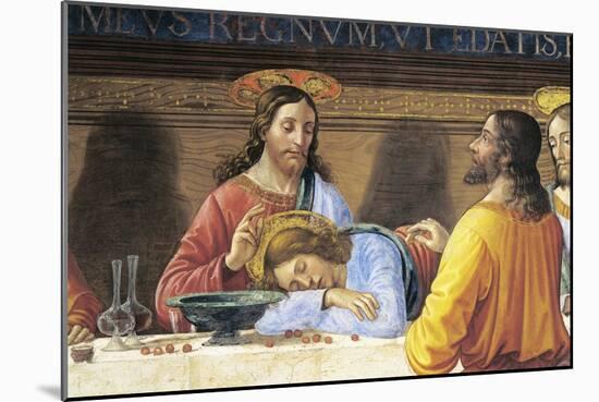 Refectory of Convent of San Marco, Jesus and St John, Detail from Last Supper, 1485-Domenico Ghirlandaio-Mounted Giclee Print