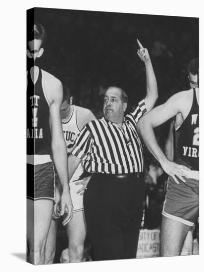 Referee Jim Enright Calling Plays and Using Hand Signals During a Game-Stan Wayman-Stretched Canvas