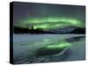 Reflected Aurora Over a Frozen Laksa Lake, Nordland, Norway-Stocktrek Images-Stretched Canvas