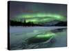 Reflected Aurora Over a Frozen Laksa Lake, Nordland, Norway-Stocktrek Images-Stretched Canvas