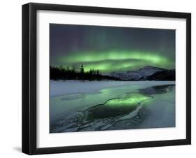 Reflected Aurora Over a Frozen Laksa Lake, Nordland, Norway-Stocktrek Images-Framed Photographic Print