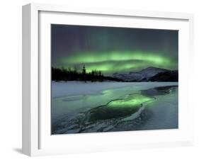 Reflected Aurora Over a Frozen Laksa Lake, Nordland, Norway-Stocktrek Images-Framed Photographic Print