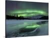 Reflected Aurora Over a Frozen Laksa Lake, Nordland, Norway-Stocktrek Images-Stretched Canvas