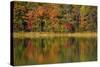 Reflected autumn colors at Echo Lake State Park, New Hampshire, USA-Michel Hersen-Stretched Canvas