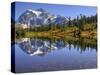 Reflected in Picture Lake, Mt. Shuksan, Heather Meadows Recreation Area, Washington, Usa-Jamie & Judy Wild-Stretched Canvas