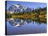 Reflected in Picture Lake, Mt. Shuksan, Heather Meadows Recreation Area, Washington, Usa-Jamie & Judy Wild-Stretched Canvas