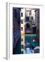 Reflection in a Canal, Venice, Italy-George Oze-Framed Photographic Print