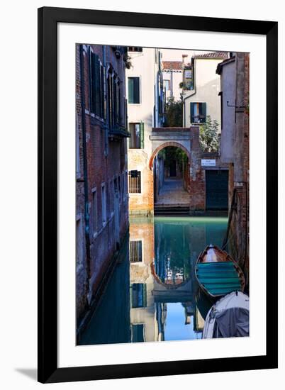 Reflection in a Canal, Venice, Italy-George Oze-Framed Photographic Print