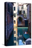 Reflection in a Canal, Venice, Italy-George Oze-Stretched Canvas