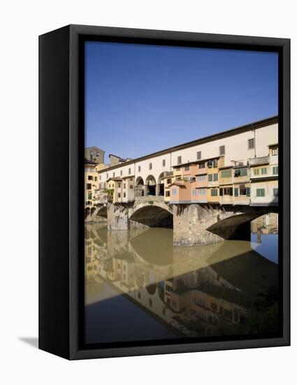 Reflection in the Arno River of the Ponte Vecchio, Florence, Tuscany, Italy, Europe-Olivieri Oliviero-Framed Stretched Canvas