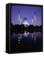 Reflection in Tranquil Water of the Sultan Salahuddin Abdul Aziz Shah Mosque-Gavin Hellier-Framed Stretched Canvas