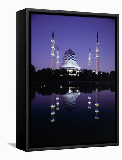 Reflection in Tranquil Water of the Sultan Salahuddin Abdul Aziz Shah Mosque-Gavin Hellier-Framed Stretched Canvas