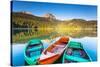 Reflection In Water Of Mountain Lakes And Boats-Leonid Tit-Stretched Canvas