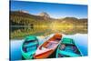 Reflection In Water Of Mountain Lakes And Boats-Leonid Tit-Stretched Canvas