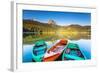 Reflection In Water Of Mountain Lakes And Boats-Leonid Tit-Framed Art Print