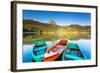 Reflection In Water Of Mountain Lakes And Boats-Leonid Tit-Framed Art Print