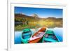 Reflection In Water Of Mountain Lakes And Boats-Leonid Tit-Framed Art Print